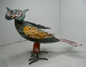 Metal Owl Recycled Scrap Metal Owl 11"H X 13"L X 6"W Metalwork Art Sculpture - Picture 1 of 11