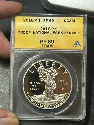2016 P $1 National Park Service Silver Dollar Commemorative ANACS PF69 (Slab2708 - Image 1 of 2