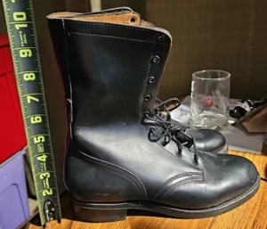 Vintage Military 08 1971 Black Leather Combat Boots Men's Size 7.5 D GJ - Picture 1 of 8