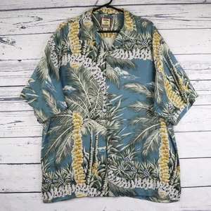 Tommy Bahama Hawaiian Silk Shirt Mens L Aloha Vintage Palm Beach Print Button Up - Picture 1 of 13