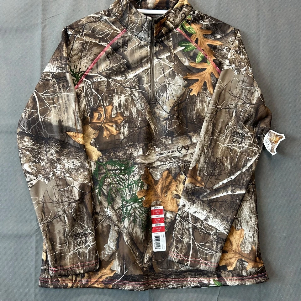Realtree Women's Camo Tech Fleece Quarter Zip Pullover Ladies Size Large NWT - Image 1 of 4