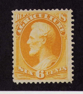 Agricultura oficial de Estados Unidos 1873 SC O4 6c amarillo Abraham Lincoln MNG F/VF Foto 1 de 3