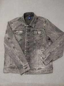 Chaqueta de Jean George Vintage Destressed Negra Lavada con Ácido HOMBRE GRANDE 42-44 USADA EN EXCELENTE ESTADO - Imagen 1 de 14