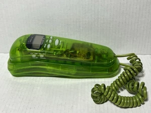 Teléfono fijo de identificación de llamadas semi transparente verde sonido Lenoxx vintage - Imagen 1 de 6