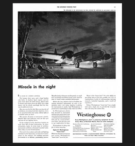 WESTINGHOUSE - WWII B-17 Aircraft Bomber SATURDAY EVENING POST 1942 Magazine Ad - Picture 1 of 2