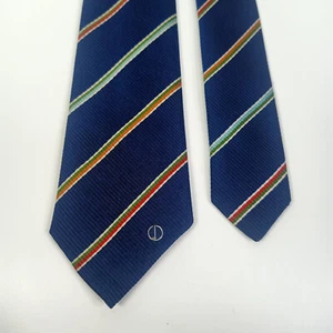 Dunhill Skinny Tie Blue Striped Silk Necktie Made in Italy - Picture 1 of 8