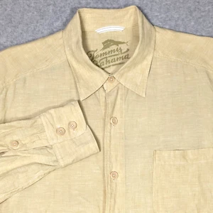 Camisa Tommy Bahama Relax Lino Abotonada Para Hombre Grande Amarilla Manga Larga - Imagen 1 de 7
