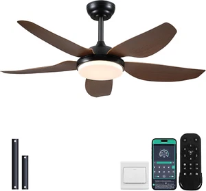 46 Inch Ceiling Fans with Lights and Remote/App Control,Modern Downrods Flush Mo - Picture 1 of 12