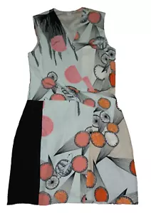 Diane Von Furstenberg 100% Silk White Pattern Sleeveless Short Dress Size 10-12 - Picture 1 of 2