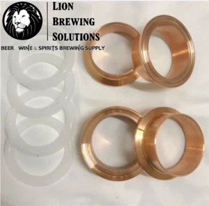 (4) 2" Copper Tri Clamp Ferrules Beer Keg Still Adapter Fits 2" Copper Pipe qty4 - Picture 1 of 12