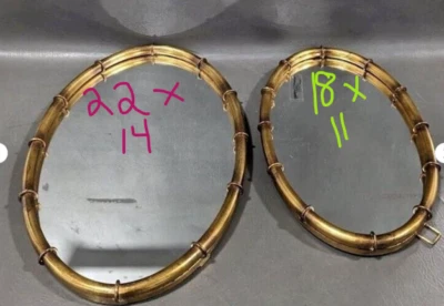 Новый Howard Elliott овальный подвесной настенный туалетный столик зеркало золото металл 18 x 11 - Изображение 1 из 4