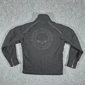 Harley Davidson Willie G Skull Graphic Fleece Zip Up Jacket Black Men's Size S - Picture 1 of 8