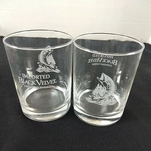 Coppia Bicchieri Whisky Canadesi Velluto Nero Importati Natura Pesca Basso - Foto 1 di 6
