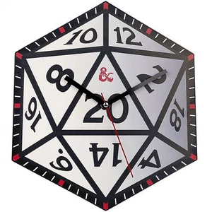 Dungeons & Dragons D20 Würfel 12 Zoll Metall Wanduhr weiß - Bild 1 von 1