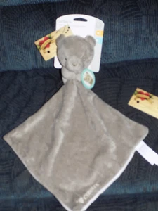 SECURITY BLANKET CARTERS BEAR GRAY-BROWN FULL BODY CHILD MINE WHITE BACK CUDDLES - Picture 1 of 7