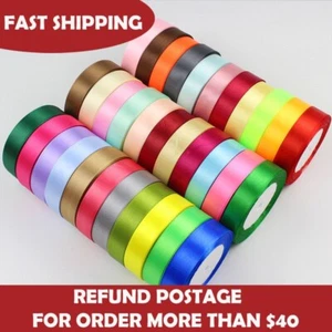 25 Yards Silk Satin Ribbon 6mm 10mm 15mm 20mm 25mm 38mm 50mm - Picture 1 of 46