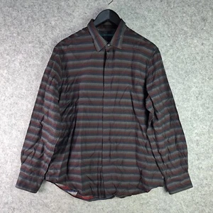 Perry Ellis Shirt Mens Extra Large Red Blue Grey Button Up Long Sleeve Collared - Picture 1 of 12