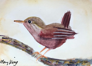 Watercolor ACEO Original Painting by Mary King - Wren
