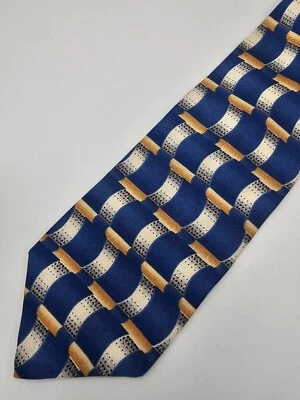 Corbatas de Diseñador XMI de Colección Seda para Hombres Corbata Formal Tradicionalista Azul Dorado Blanco Foto 1 de 4