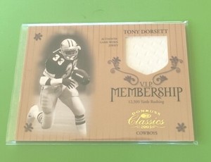 2003 CLASSICS TONY DORSETT PATCH #D/100 VIP MEMBERSHIP DALLAS COWBOYS HOFER!