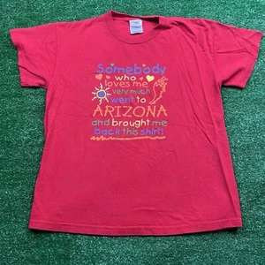 Vintage 2002 Arizona Youth T-Shirt Red Size Y Large Made in USA Pro Weight Delta - Picture 1 of 9