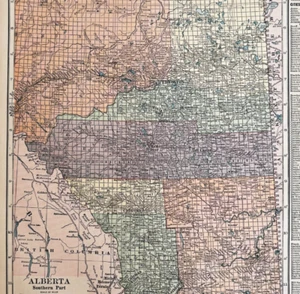 1917 Alberta Province Map Atlas Of The World WW1 Era Canada History DWUU1B - Picture 1 of 2