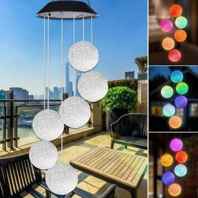LED Solar Windspiel Gartendeko Solarleuchte Solarlampe Farbwechsel mit 6 NEW - Bild 1 von 4