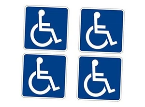 Disabled Wheelchair Symbol ADA Compliant Handicap Access Sign Pack of 4 5 X 5 - Photo 1 sur 3