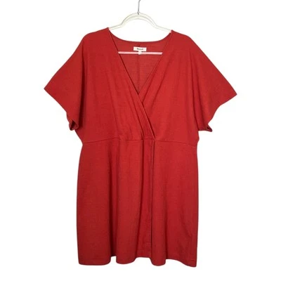 Mini vestido envolvente Madewell para mujer talla 3X naranja quemado texturizado cuello en V Foto 1 de 4