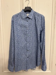 Camisa de Vestir Paul Smith Nueva con Etiquetas $275 Talla 15.5 Azul Estampado Floral Hecha en Italia - Imagen 1 de 7