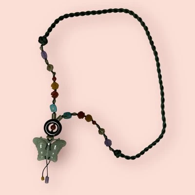 Collar/collar vintage aventurina jade/mariposa/piedra de colores Foto 1 de 4