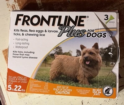 FRONTLINE Plus 100 % para perros de 5 a 22 libras  (SOLO (2) DOSIS EN CAJA) Foto 1 de 2