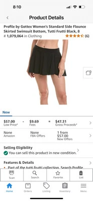 Profile By Gottex Women's Standard Swimsuit Bottom Size 8 Skirted MSRP $88 K035 - Image 1 of 4