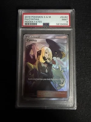 PSA 9 - FULL ART/CYNTHIA - 2019 POKEMON SUN & MOON HIDDEN FATES #SV82 - Image 1 of 4