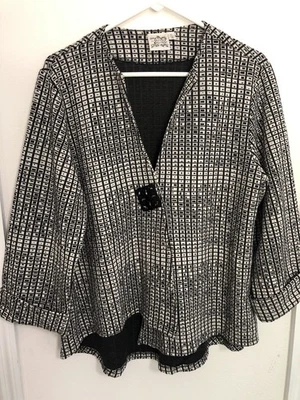 Chaqueta Blazer Perejil y Salvia Dobladillo Asimétrico Manga 3/4 Botón Único Talla Grande Foto 1 de 4