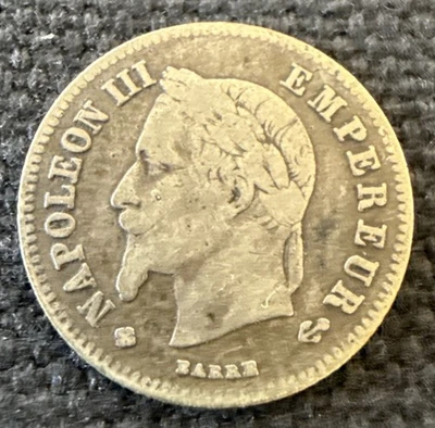 1866-BB Francia Segundo Imperio 20 céntimos KM# 805,2 Foto 1 de 2