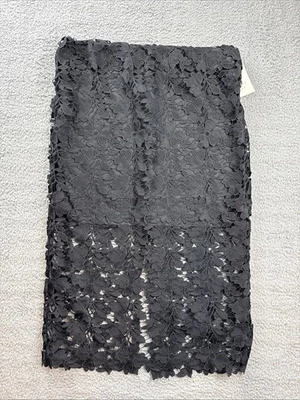 A New Day Skirt Womens Large Black Lace Midi A-Line Elastic Waist Lined - Image 1 of 4