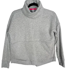 Athleta Girl L 12 Light Grey Heather Crazy Cozy Cowl Neck Sweatshirt Pullover - Picture 1 of 9