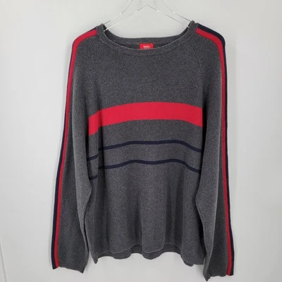 Mossimo Sweater Mens XL Gray Red Blue Striped Knit Crewneck Pullover 90s Y2K - Image 1 of 4