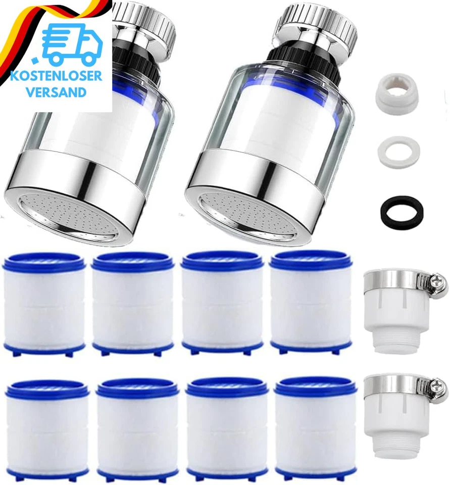 Kalkfilter Wasserhahn 360° Wasserhahn Filter Küche Transparenter-Wasserhahnfilte