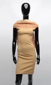 Vestido vintage Jean Paul Gaultier encaje ceñido al cuerpo beige con velo talla IT40 - Imagen 1 de 10