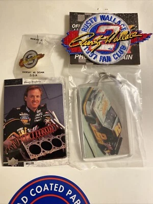 Llavero prendedor de tarjetas coleccionables Nascar mem Rusty Wallace #2 parche aficionados a carreras 4 artículos Foto 1 de 4