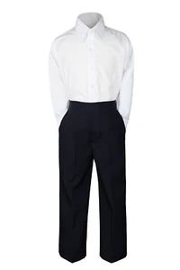 2-teiliges Set schwarz/marine Hose formell Party Hochzeit Säugling Junge Kleinkind Jugendliche Sm-20 - Bild 1 von 2