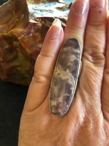 Pink Porcelain Jasper Ring 6.5 Elongated Oval Shadow Bezel Artisan Southwest - Picture 1 of 3