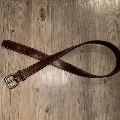 Cinturón de cuero marrón REI hebilla de latón macizo hecho en EE. UU. para hombre talla 36 envejecido Foto 1 de 4