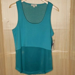 Jessica Simpson The Warm Up Womens Teal Mesh Knit Tank Top Large - Picture 1 of 8