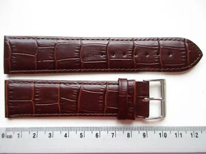 Hickory brown XL alligator print 24 MM leather watch band strap - Picture 1 of 5
