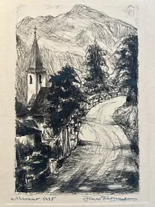 1935 Disegno a Matita Disegno Inchiostro Murano Italia Firmato Stampa Arte Chiesa Campanile - Foto 1 di 6