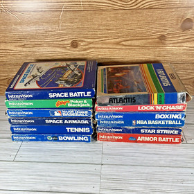 Intellivision Video Games Lot With Boxes, Manuals. Overlays Space Battle Armada