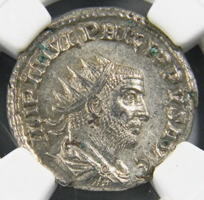 Roman Coin Philip I/ Concordia AD 244-249 AR Double Denarius NGC MS - Image 1 of 4